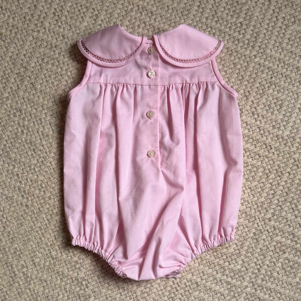 Pink Baby Romper Bubble with Embroidered Details - Picture 3 of 3